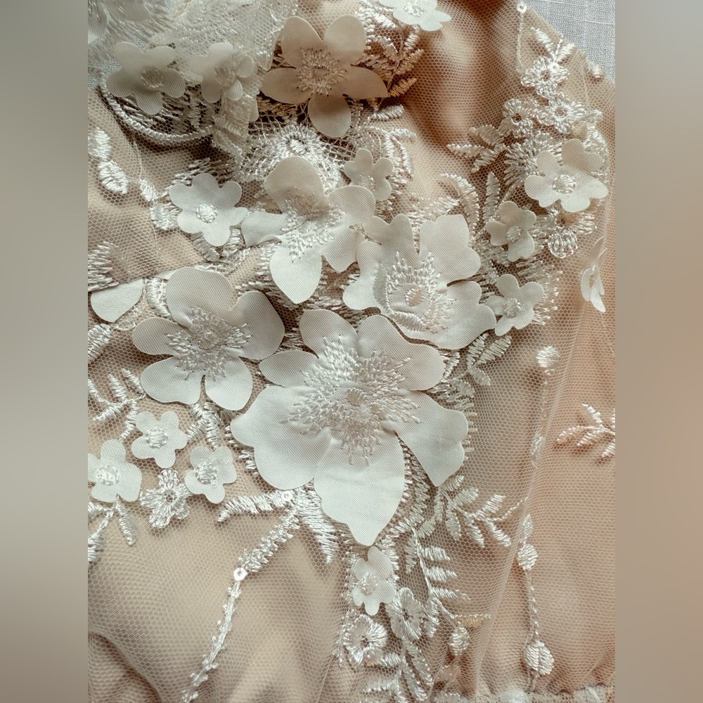 Pinkblush-Minuet‎ Ivory Floral Embroidered Mesh Maternity Evening*dress - Picture 7 of 14